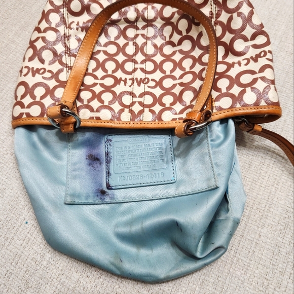 Rare Coach Leah Op Art Coated Canvas Handbag Purse - Picture 10 of 11